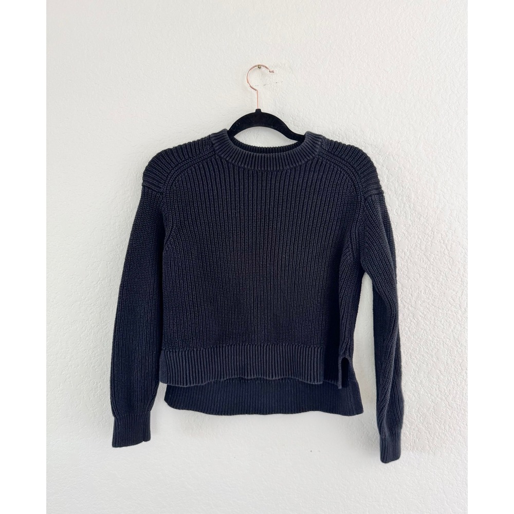 LA Hearts Black Ribbed Knit Lace Up Back Grommet Sweater XS High Low Hem